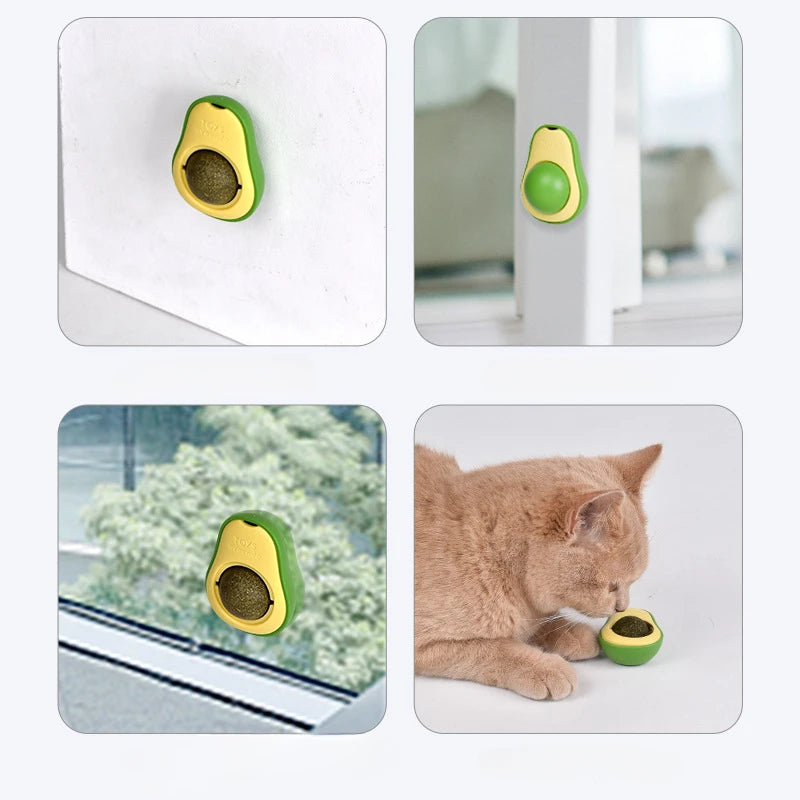 Natural Catnip Cat Wall Stick-On Ball Toy Scratchers Treats Healthy Natural Removes Balls to Promote Digestion Cat Grass Snack