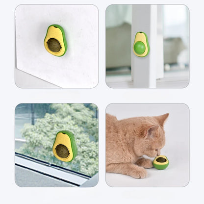 Natural Catnip Cat Wall Stick-On Ball Toy Scratchers Treats Healthy Natural Removes Balls to Promote Digestion Cat Grass Snack